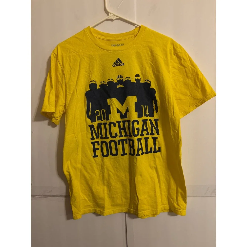 Adidas Michigan Wolverines Football T Shirt Mens‎ Large Yellow 